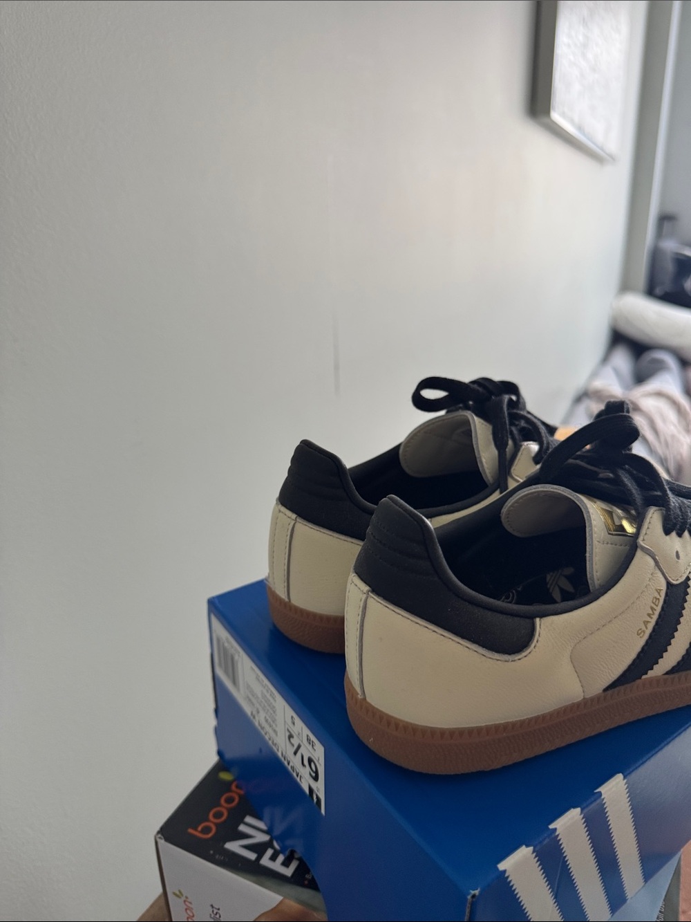 adidas Samba Cream and Black Leather Sneakers with Gum Sole - Picture 3 of 4